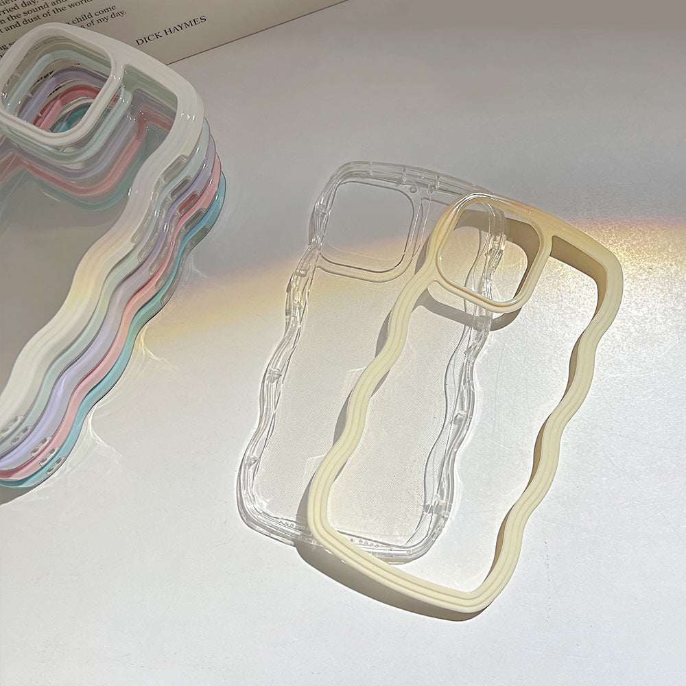 Wave Border Mobile Phone Cas Solid Color Simple Candy Color