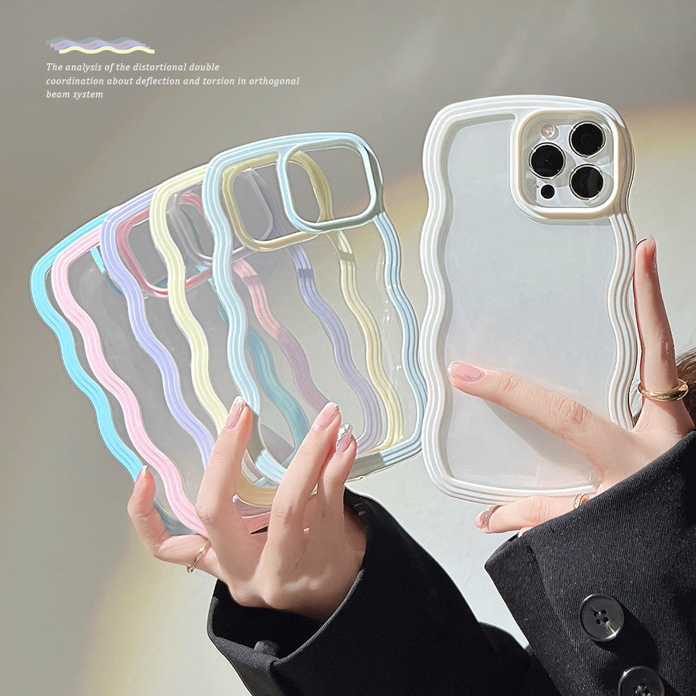 Wave Border Mobile Phone Cas Solid Color Simple Candy Color