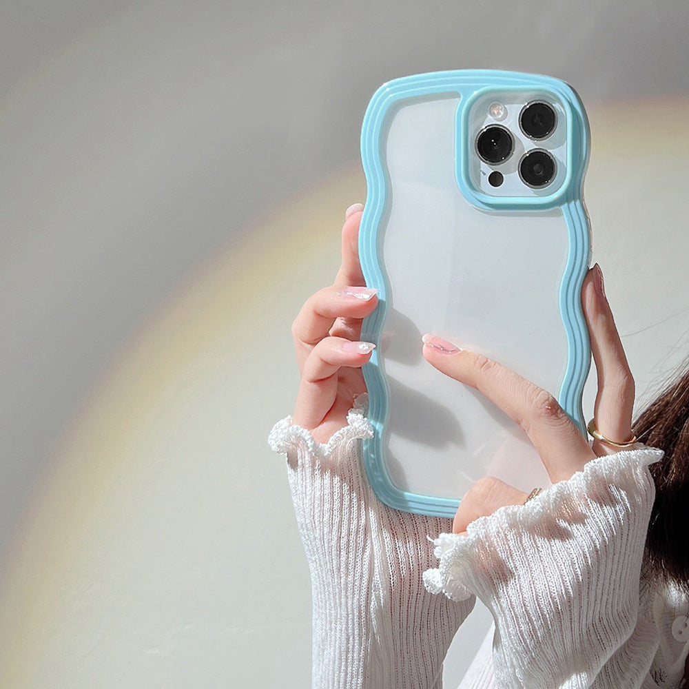 Wave Border Mobile Phone Cas Solid Color Simple Candy Color