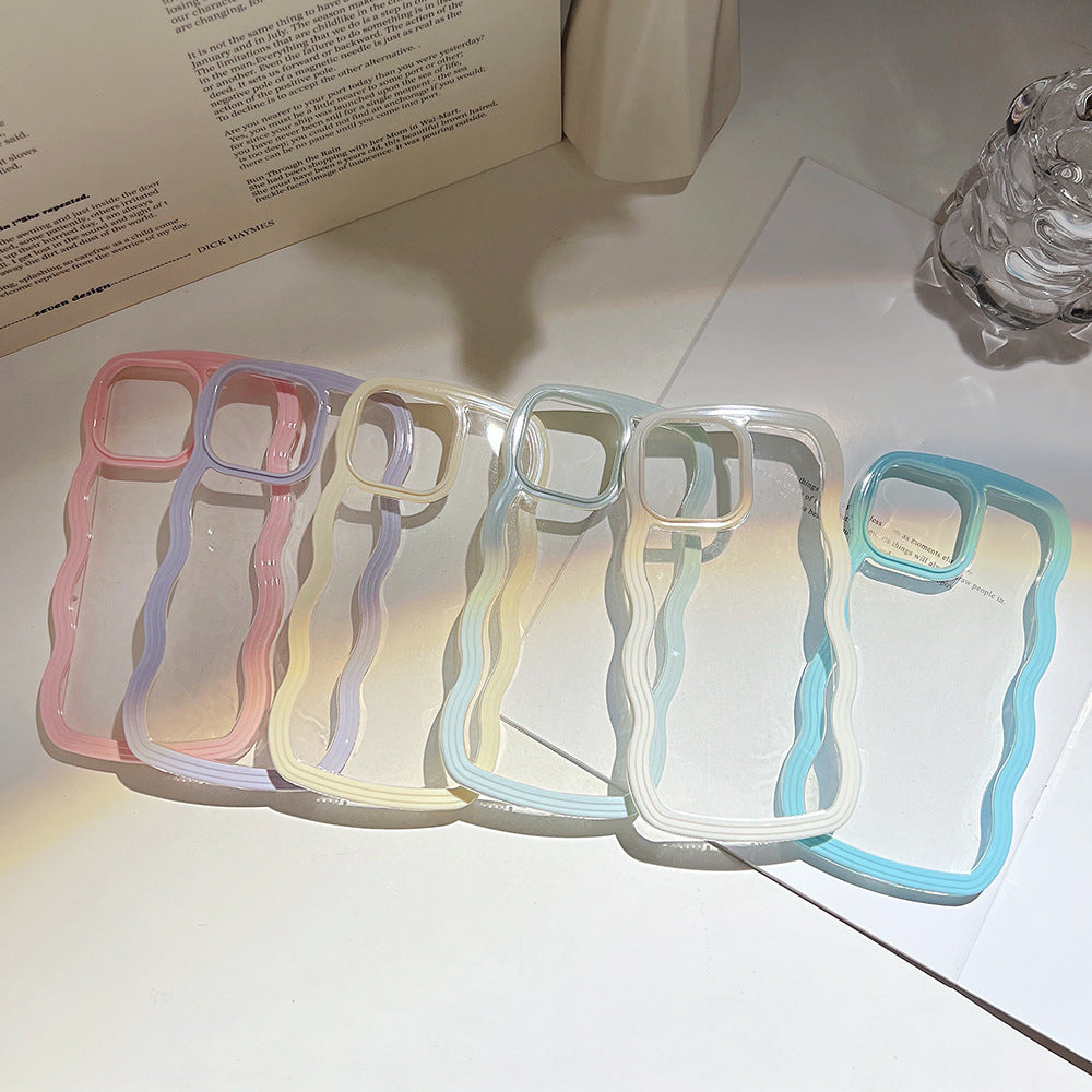 Wave Border Mobile Phone Cas Solid Color Simple Candy Color