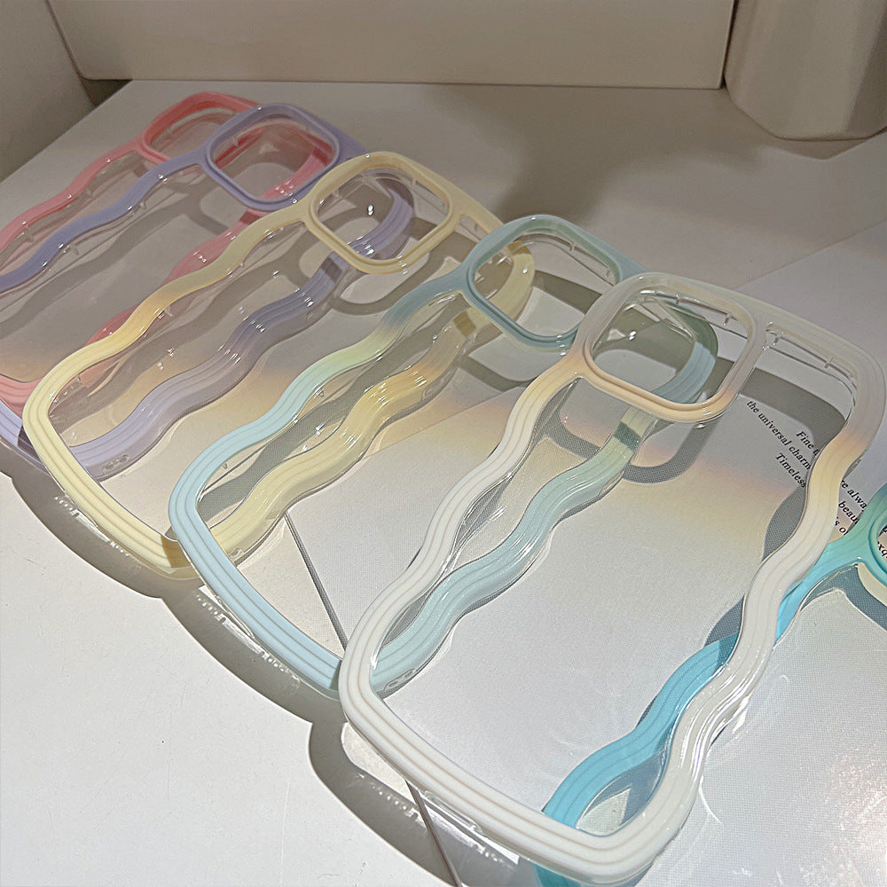 Wave Border Mobile Phone Cas Solid Color Simple Candy Color