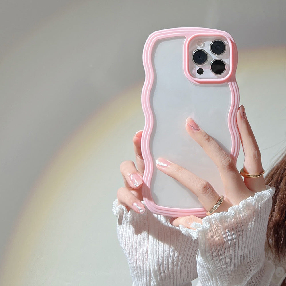 Wave Border Mobile Phone Cas Solid Color Simple Candy Color
