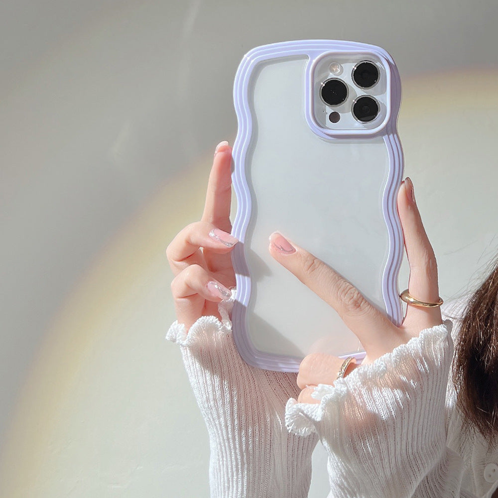 Wave Border Mobile Phone Cas Solid Color Simple Candy Color