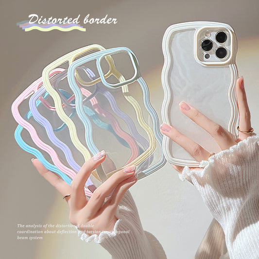 Wave Border Mobile Phone Cas Solid Color Simple Candy Color